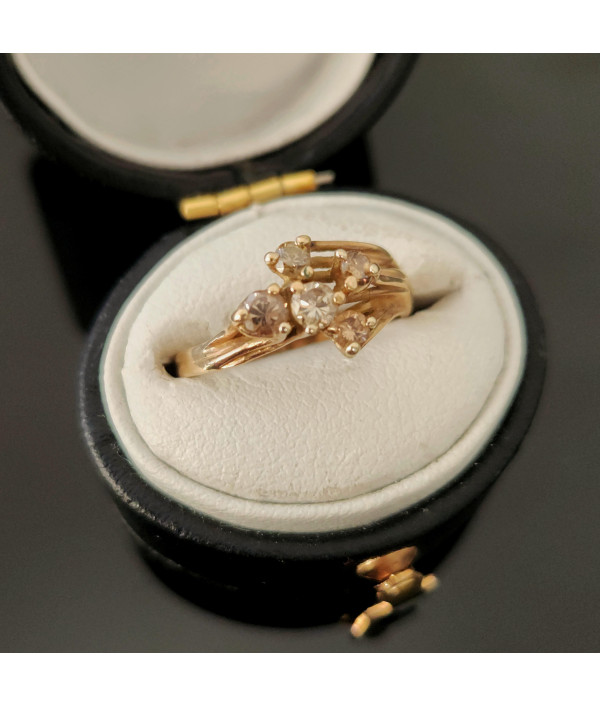 Champagne Diamond Ring in 9K Yellow Gold