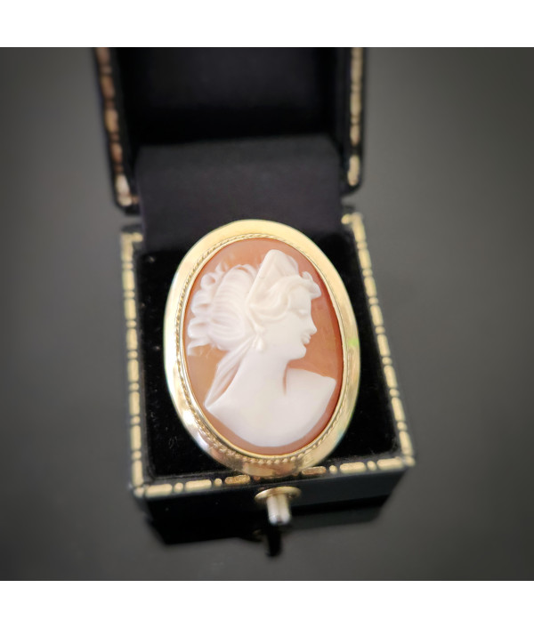 Vintage Large Statement Shell Cameo Ring in 14K Yellow Gold Vintage Large Statement Shell Cameo Ring in 14K Yellow Gold