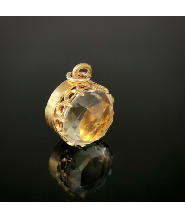 Vintage Rock Crystal Pendant Charm in 9c...