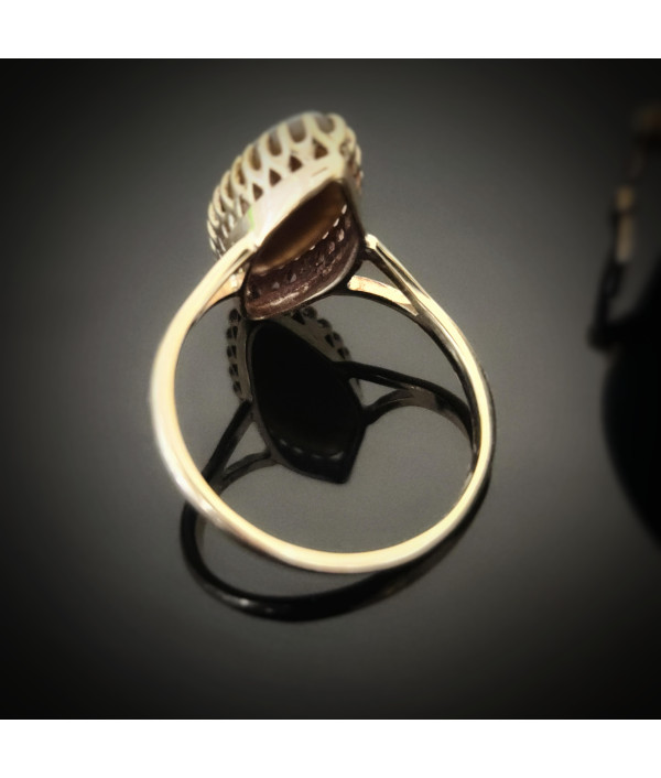 Early 20th Century Marquise Banded Agate Ring in 9ct Gold Early 20th Century Marquise Banded Agate Ring in 9ct Gold
