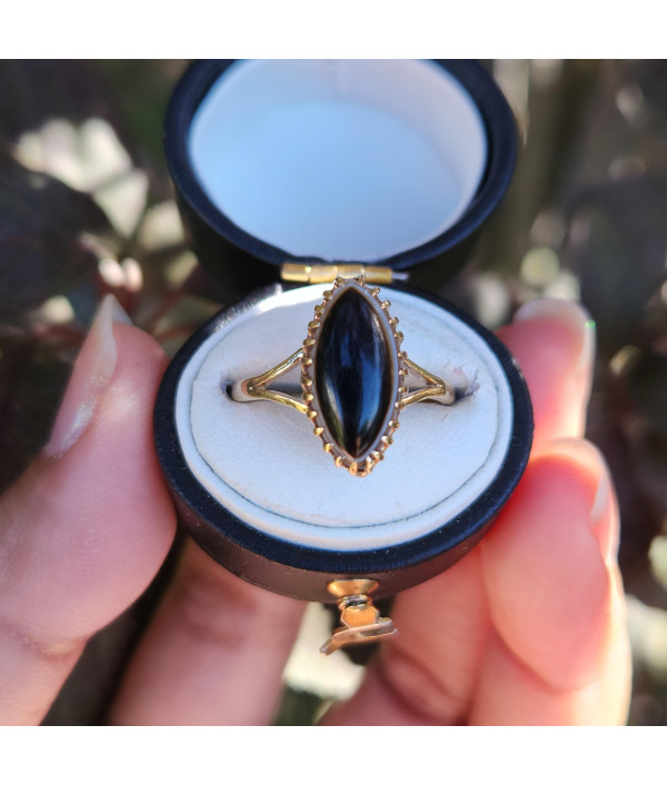 Early 20th Century Marquise Banded Agate Ring in 9ct Gold Early 20th Century Marquise Banded Agate Ring in 9ct Gold