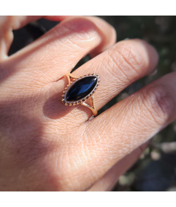 Early 20th Century Marquise Banded Agate Ring in 9ct Gold Early 20th Century Marquise Banded Agate Ring in 9ct Gold