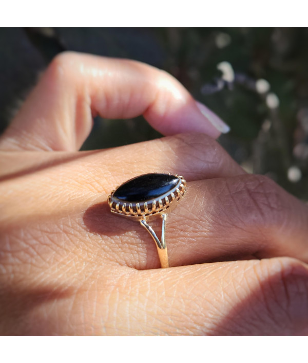 Early 20th Century Marquise Banded Agate Ring in 9ct Gold Early 20th Century Marquise Banded Agate Ring in 9ct Gold
