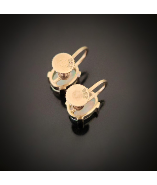 Vintage Solid Australian Opal Clip-On Earrings in 9ct Gold Vintage Solid Australian Opal Clip-On Earrings in 9ct Gold