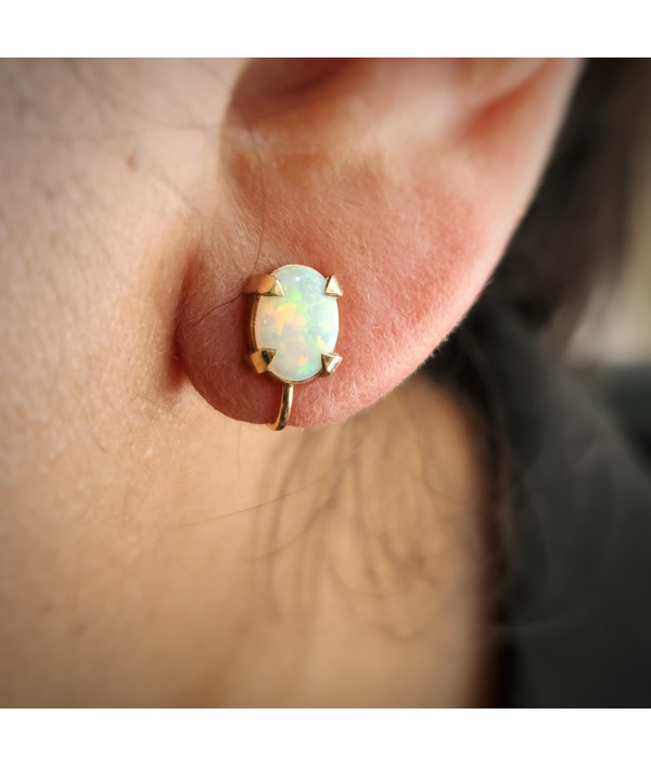 Vintage Solid Australian Opal Clip-On Earrings in 9ct Gold Vintage Solid Australian Opal Clip-On Earrings in 9ct Gold