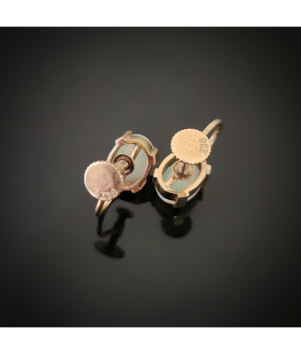 Vintage Solid Australian Opal Clip-On Earrings in 9ct Gold Vintage Solid Australian Opal Clip-On Earrings in 9ct Gold