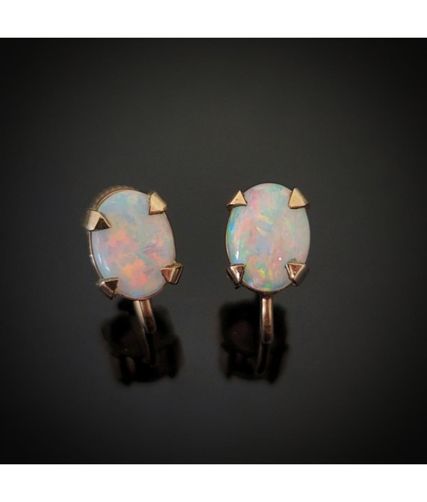 Vintage Solid Australian Opal Clip-On Ea...