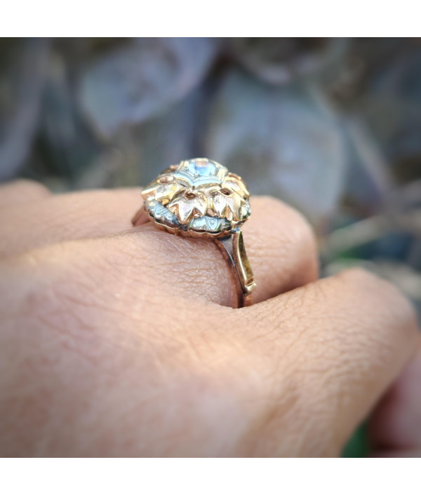 Mid-20th Century Cubic Zirconia Cluster Ring in 18ct and 10ct Gold