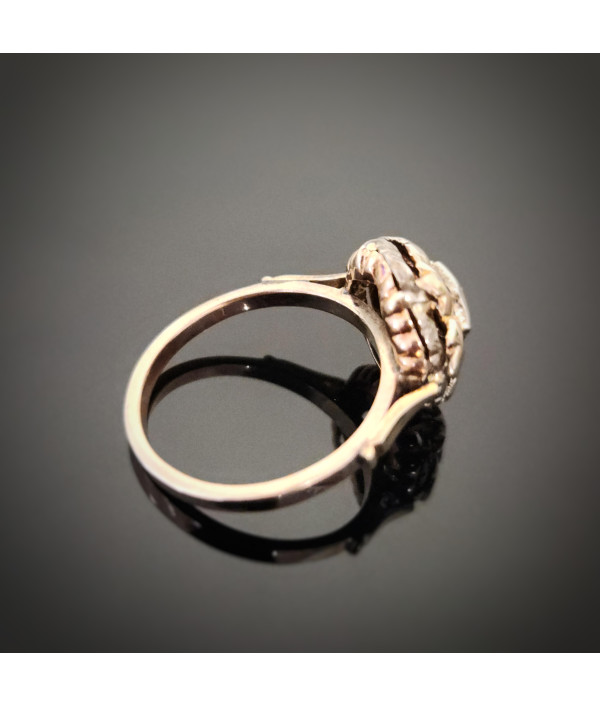 Mid-20th Century Cubic Zirconia Cluster Ring in 18ct and 10ct Gold