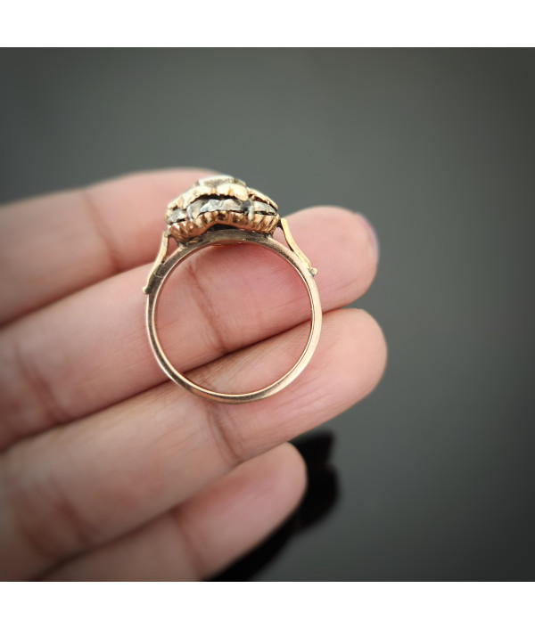 Mid-20th Century Cubic Zirconia Cluster Ring in 18ct and 10ct Gold