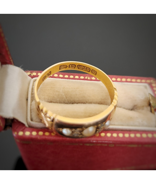 Antique 15ct Gold Pearl & Rose-Cut Diamond Ring – Chester 1895, Pendleton & Sons