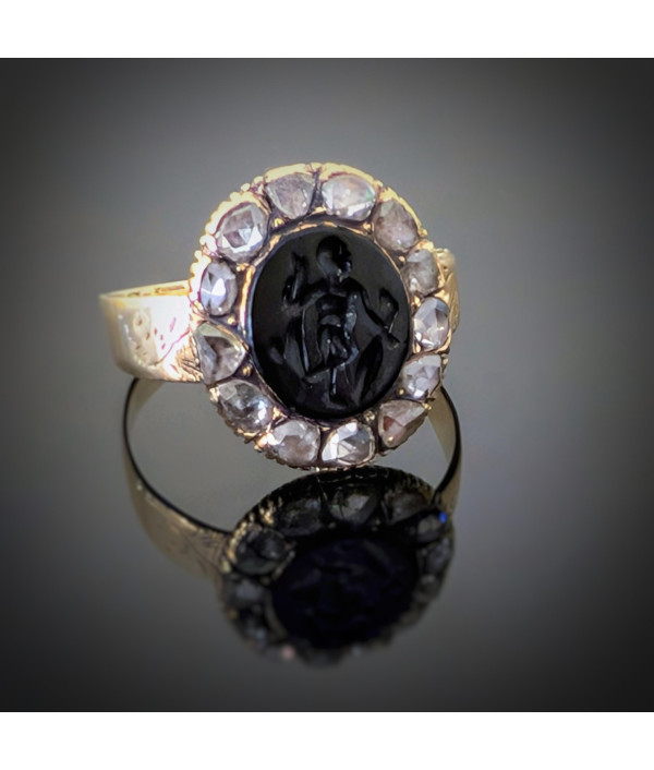 Georgian Era Onyx Intaglio And Rose Cut ...