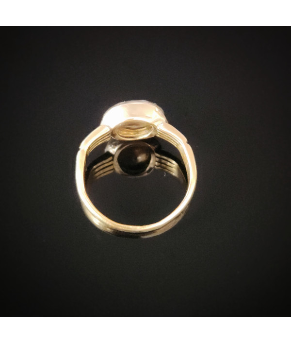 Georgian Stuart Crystal Mourning Ring with Later 18k Gold Band Georgian Stuart Crystal Mourning Ring with Later 18k Gold Band