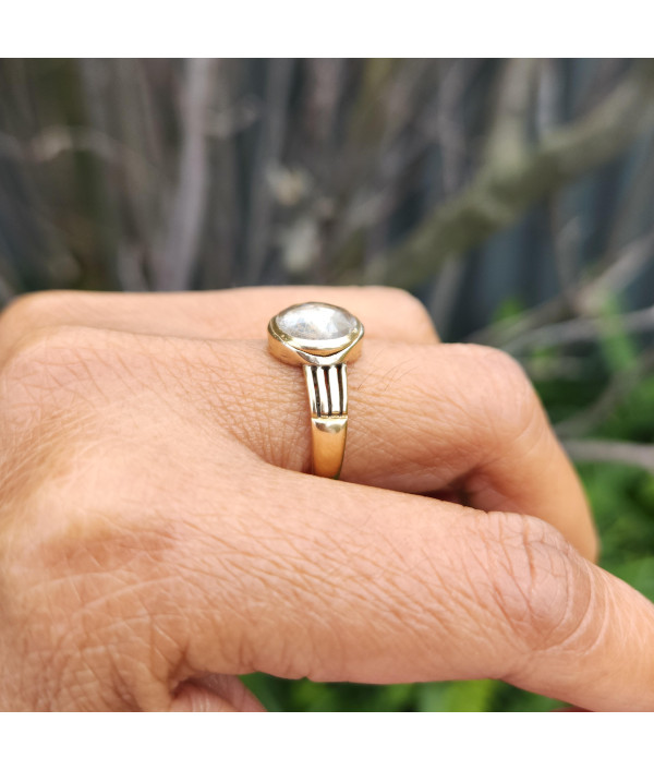 Georgian Stuart Crystal Mourning Ring with Later 18k Gold Band Georgian Stuart Crystal Mourning Ring with Later 18k Gold Band