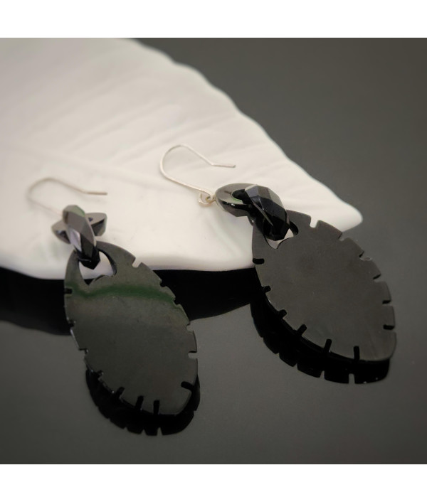 Victorian Faceted Whitby Jet Drop Earrings with Fine Silver Hooks Victorian Faceted Whitby Jet Drop Earrings with Fine Silver Hooks