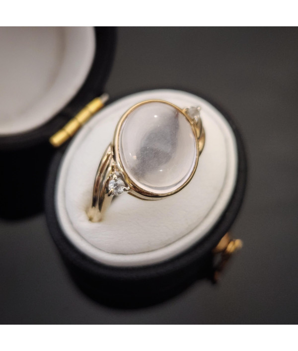 Vintage Moonstone Diamond Ring In 9ct Yellow Gold Vintage Moonstone Diamond Ring In 9ct Yellow Gold