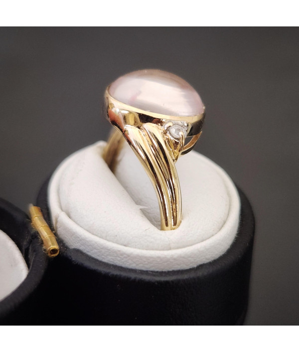 Vintage Moonstone Diamond Ring In 9ct Yellow Gold Vintage Moonstone Diamond Ring In 9ct Yellow Gold