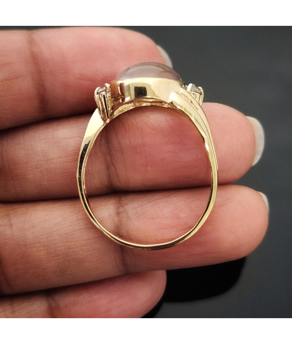 Vintage Moonstone Diamond Ring In 9ct Yellow Gold Vintage Moonstone Diamond Ring In 9ct Yellow Gold