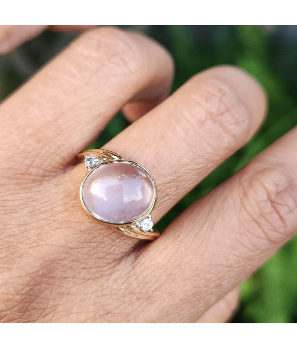 Vintage Moonstone Diamond Ring In 9ct Yellow Gold Vintage Moonstone Diamond Ring In 9ct Yellow Gold