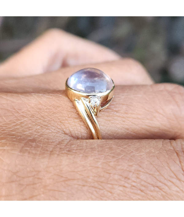 Vintage Moonstone Diamond Ring In 9ct Yellow Gold Vintage Moonstone Diamond Ring In 9ct Yellow Gold