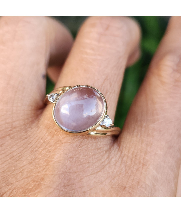Vintage Moonstone Diamond Ring In 9ct Yellow Gold Vintage Moonstone Diamond Ring In 9ct Yellow Gold