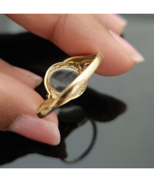 Vintage Moonstone Diamond Ring In 9ct Yellow Gold Vintage Moonstone Diamond Ring In 9ct Yellow Gold