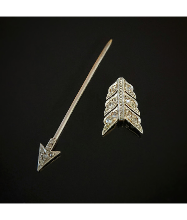 Art Deco Diamond Arrow Jabot Pin in 18ct Gold and Platinum Art Deco Diamond Arrow Jabot Pin in 18ct Gold and Platinum