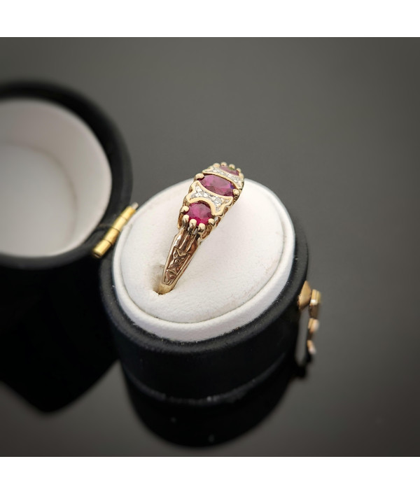 9ct Gold Ruby and Diamond Three-Stone Ring 9ct Gold Ruby and Diamond Three-Stone Ring