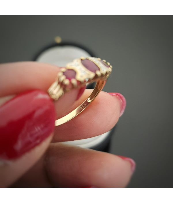 9ct Gold Ruby and Diamond Three-Stone Ring 9ct Gold Ruby and Diamond Three-Stone Ring