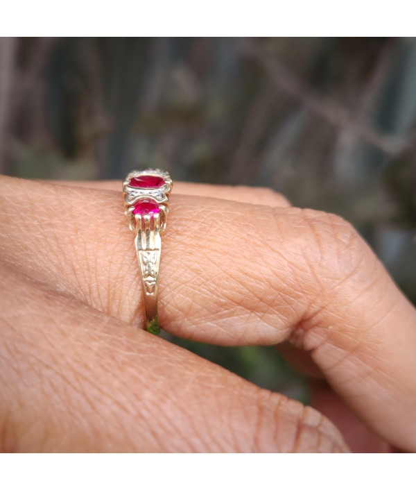 9ct Gold Ruby and Diamond Three-Stone Ring 9ct Gold Ruby and Diamond Three-Stone Ring