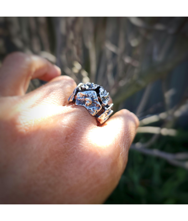 Vintage Modernist Sterling Silver Sculptural Ring