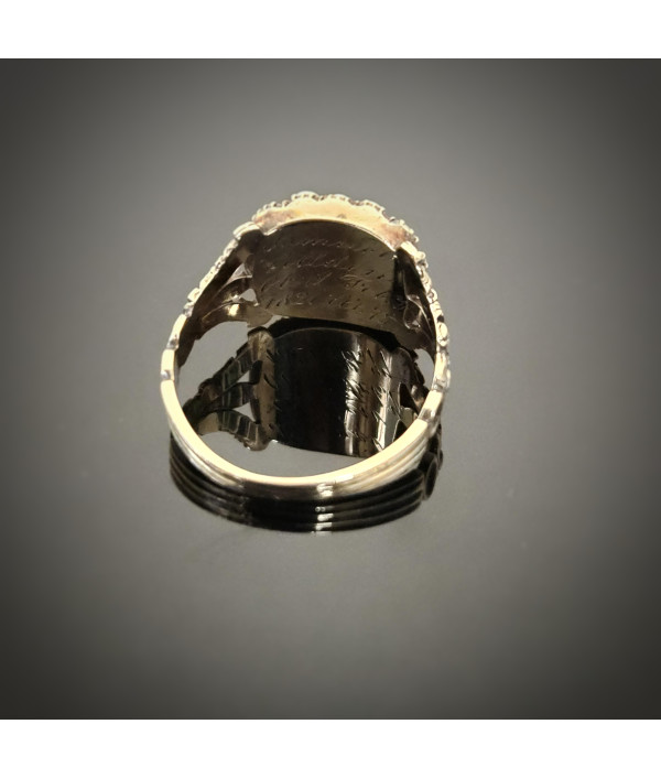 Georgian Enamel and Pearl Mourning Ring in 12K Gold Georgian Enamel and Pearl Mourning Ring in 12K Gold