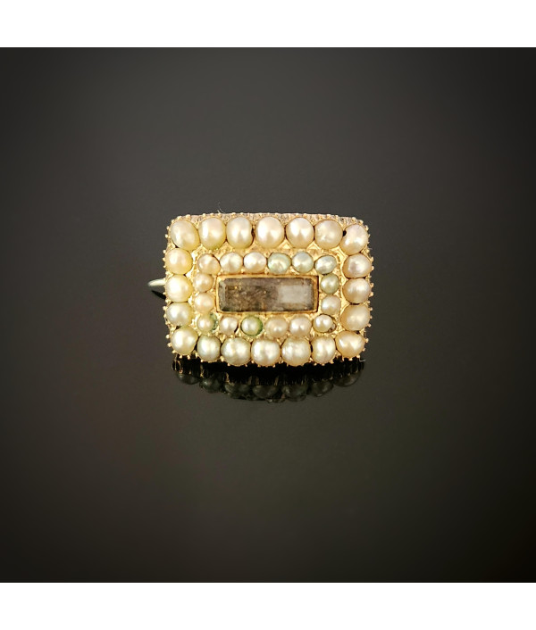 Georgian Pearl Mourning Ring with Inscri...