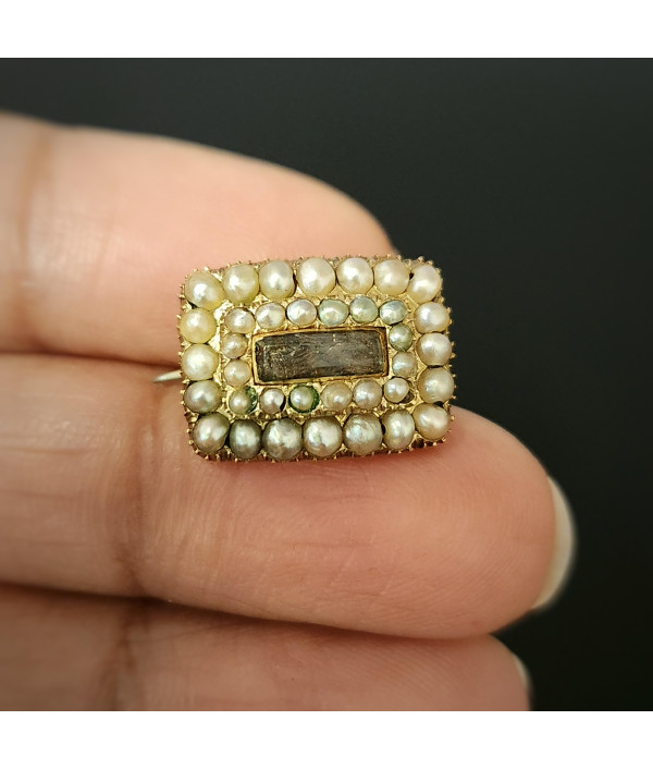 Georgian Pearl Mourning Ring with Inscription – Dated 1825 Georgian Pearl Mourning Ring with Inscription – Dated 1825