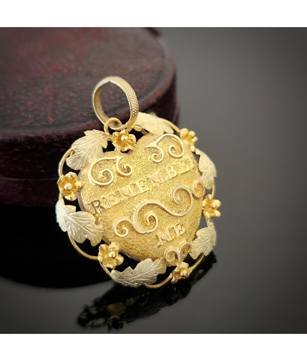 Victorian 18ct Gold Mourning Pendant – "Remember Me" with Hairwork and Blue Silk Victorian 18ct Gold Mourning Pendant – "Remember Me" with Hairwork and Blue Silk