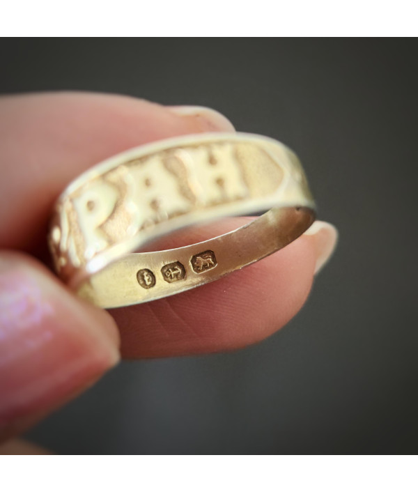 Victorian MIZPAH Ring in Sterling Silver with 9ct Gold Plating – AGG, Birmingham 1893 Victorian MIZPAH Ring in Sterling Silver with 9ct Gold Plating – AGG, Birmingham 1893