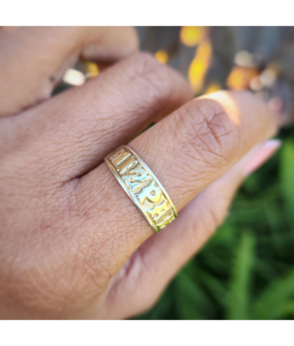Victorian MIZPAH Ring in Sterling Silver with 9ct Gold Plating – AGG, Birmingham 1893 Victorian MIZPAH Ring in Sterling Silver with 9ct Gold Plating – AGG, Birmingham 1893