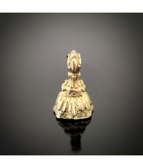Antique Victorian Fob Seal in Gold Case | “Silence” with Engraved Owl | c.1850