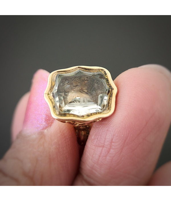 Antique Victorian Fob Seal in Gold Case | “Silence” with Engraved Owl | c.1850 Antique Victorian Fob Seal in Gold Case | “Silence” with Engraved Owl | c.1850