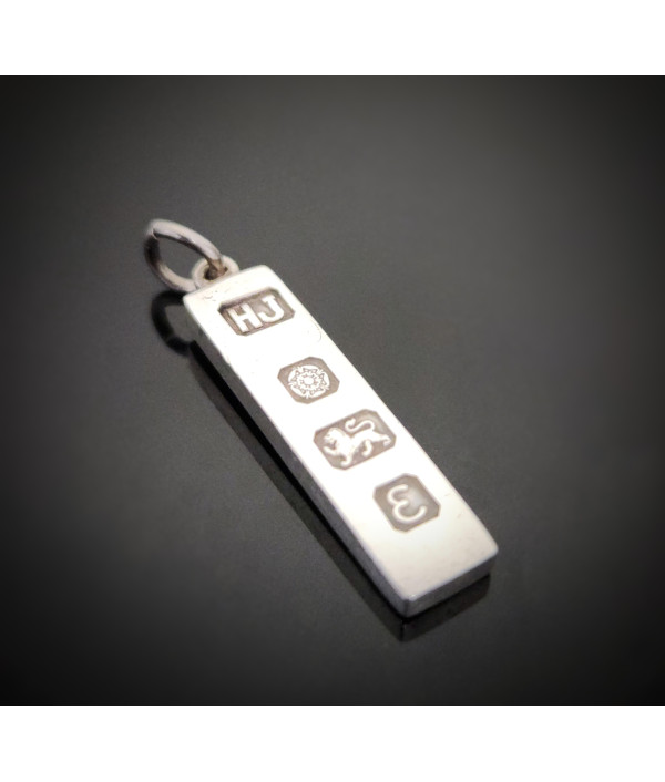 Vintage Sterling Silver Ingot Pendant – Sheffield 1979, Maker HJ Vintage Sterling Silver Ingot Pendant – Sheffield 1979, Maker HJ