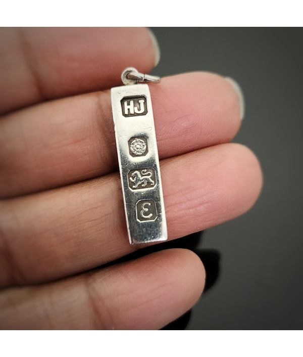 Vintage Sterling Silver Ingot Pendant – Sheffield 1979, Maker HJ Vintage Sterling Silver Ingot Pendant – Sheffield 1979, Maker HJ