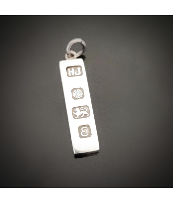 Vintage Sterling Silver Ingot Pendant – Sheffield 1979, Maker HJ Vintage Sterling Silver Ingot Pendant – Sheffield 1979, Maker HJ