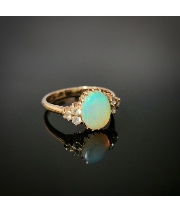 Vintage Solid Jelly Opal & Old Cut T...