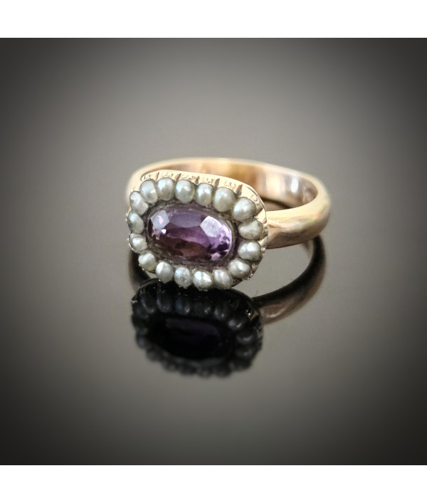 Antique Amethyst and Pearl Cluster Conversion Ring in 9K Antique Amethyst and Pearl Cluster Conversion Ring in 9K