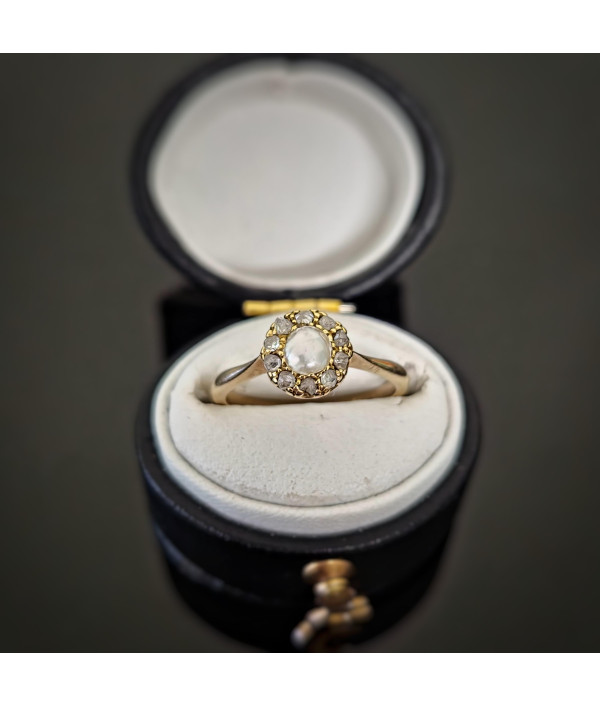 Antique Pearl & Rose Cut Diamond Clu...