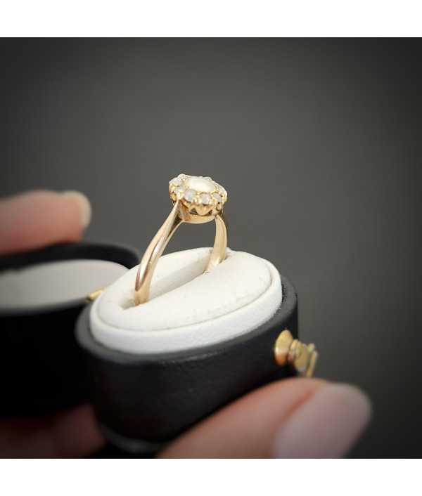 Antique Pearl & Rose Cut Diamond Cluster Ring Antique Pearl & Rose Cut Diamond Cluster Ring