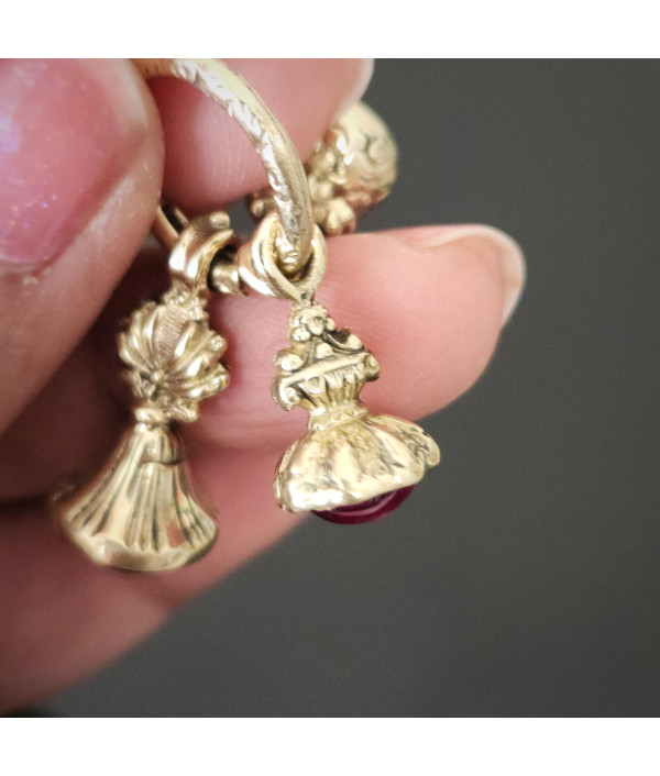 Antique Set of Fob Seals with Ruby Cabochons on Split Ring Antique Set of Fob Seals with Ruby Cabochons on Split Ring
