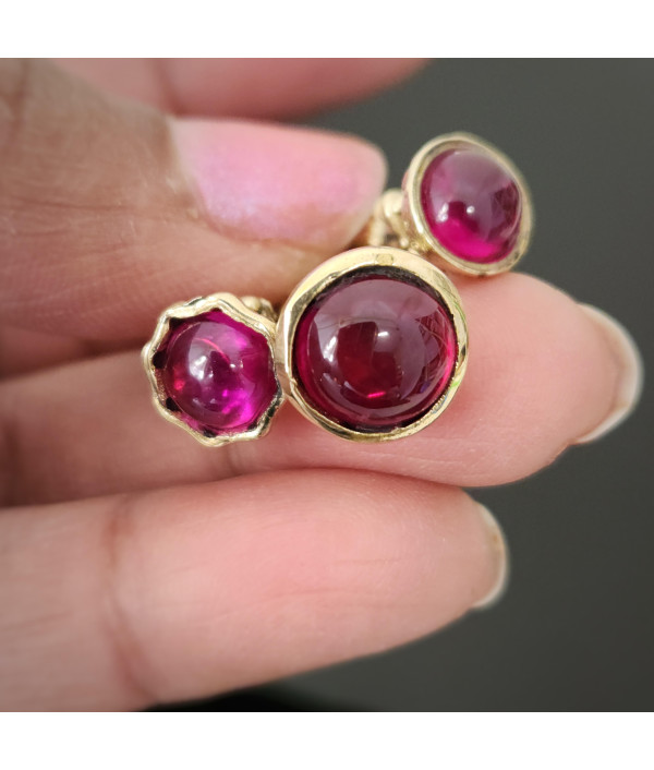 Antique Set of Fob Seals with Ruby Cabochons on Split Ring Antique Set of Fob Seals with Ruby Cabochons on Split Ring