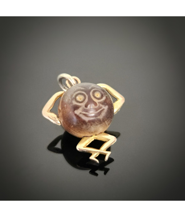 Antique 1915 Touch Wood Charm in 9ct Yellow Gold – WWI Era Good Luck Talisman