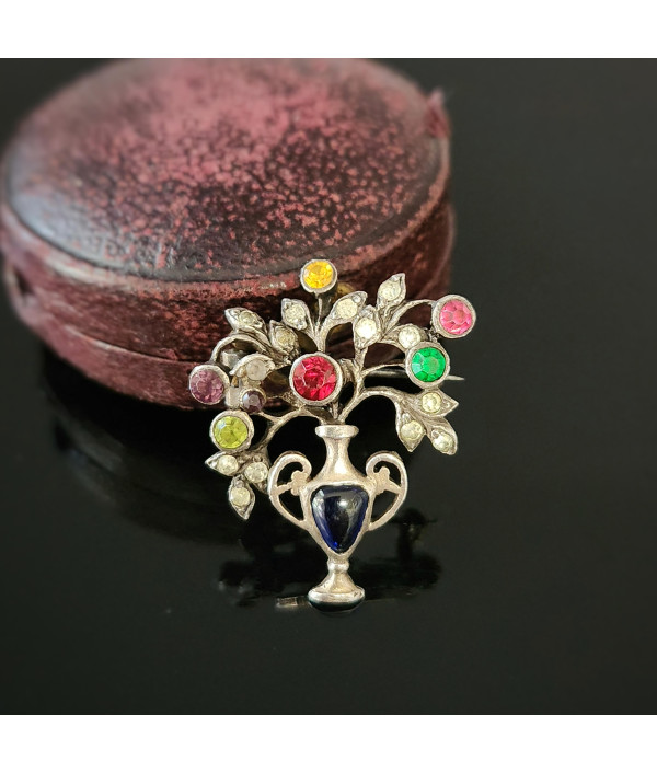 Antique Silver Giardinetti Brooch with C...